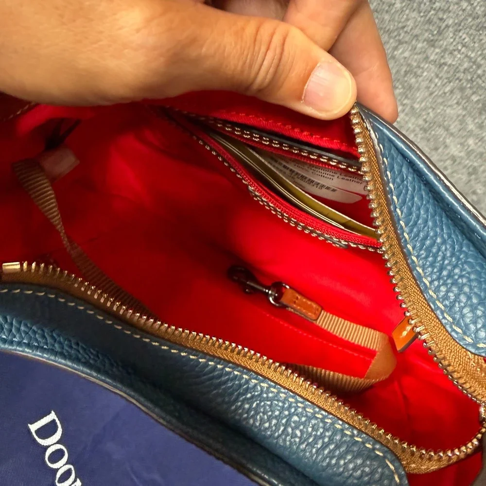 Dooney & Bourke Hobo Shoulder Bag Blue Pebble Leather Dustbag Inner Pockets